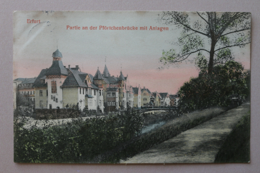 Ansichtskarte AK Erfurt 1908 Pförtchenbrücke Anlagen Häuser Villen Ortsansicht Architektur Thüringen